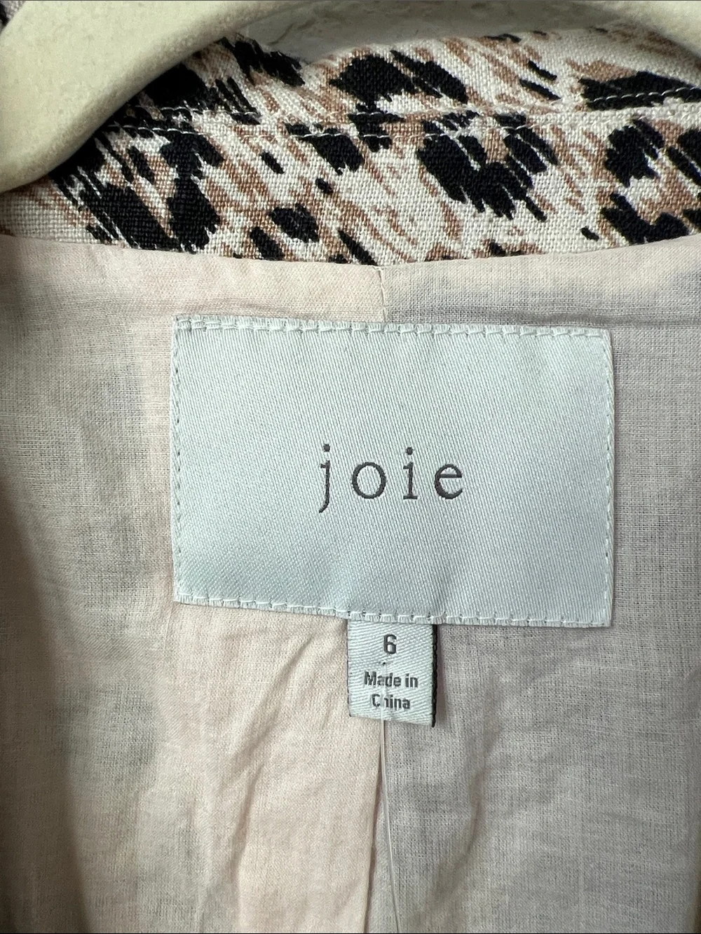 Joie Anilah Linen Leopard Animal Print MobWife Blazer Jacket Size 6